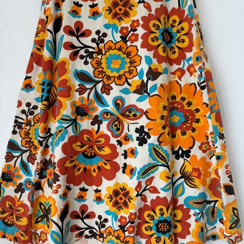 Cherie of California women vintage 70s canvas hippie butterfly floral maxi dress - Picture 2 of 11